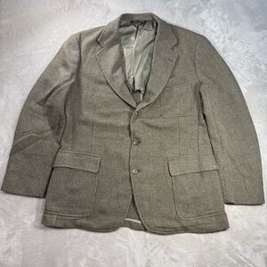 Vintage Polo Ralph Lauren Blazer Men Sz 40L Wool Tweed Brown Herringbone Preppy
